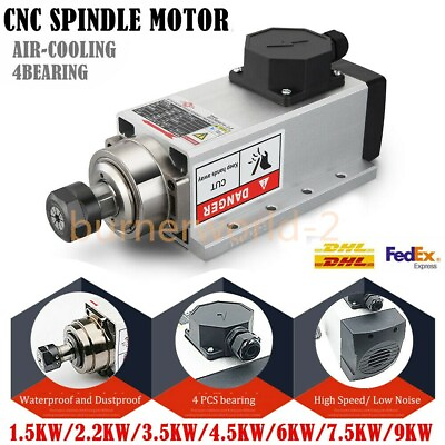 #ad CNC Spindle Motor Air cooled 4 Bearing w Flange 4.5KW ER32 Woodworking 380V $713.00