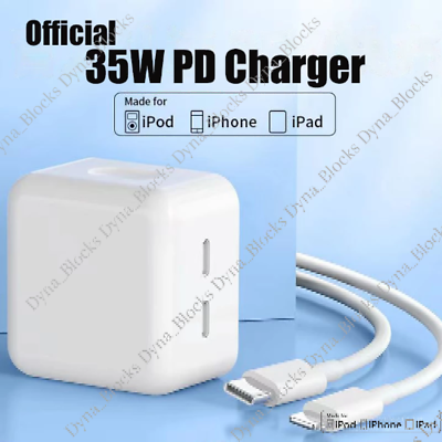 #ad 35W USB C Dual Port Fast Charger Cube PD Adapter For iPhone 14 13 12 11 Pro iPad $10.25