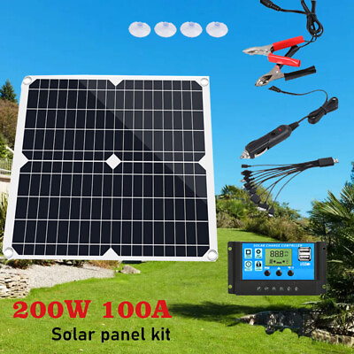 #ad 200W Solar Panel Car Battery 12V Trickle Charger amp;Maintainer for Car RV Boat Set $49.58