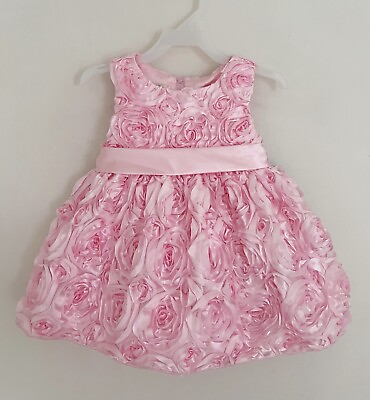 #ad NWT AMERICAN PRINCESS Baby Girl Dress w Bloomers 24 Mo Pink Satin Rosettes $18.04