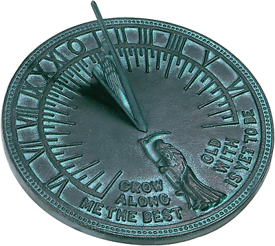 #ad 2550 Father Time Sundial Cast Iron with Verdigris Finish 11.5 Inch Diameter $72.86