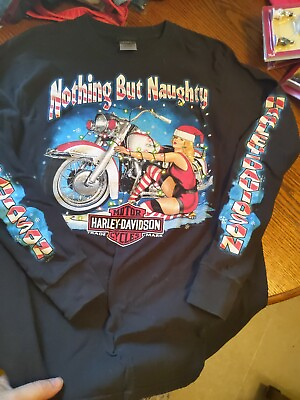 #ad #ad Christmas Harley Davidson Tshirt L S Size M Naughty Pin Up Tyler Texas Lone Star $16.99