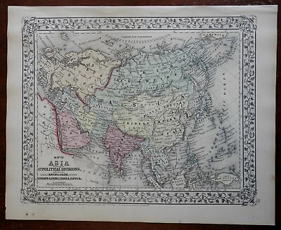 #ad Asia Ottoman Empire Persia Qing China British India Japan 1867 9 Mitchell map $32.50