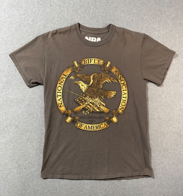 #ad NRA Shirt Mens Medium Brown National Rifle Association Of America Short Sleeve $20.00