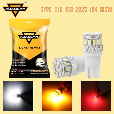 #ad AUXBEAM T10 168 2825 194 W5W LED License Plate Light Bulbs Amber Red 6000K White $12.99