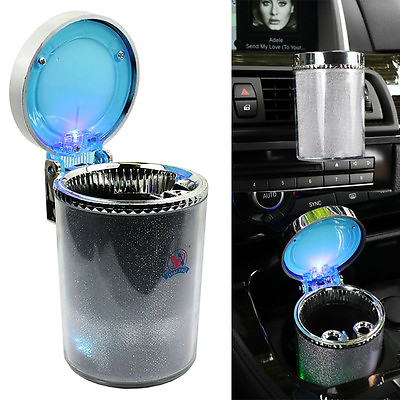 #ad Portable Car Travel Cylinder Ashtray Holder Cup Colorful LED Light $6.80