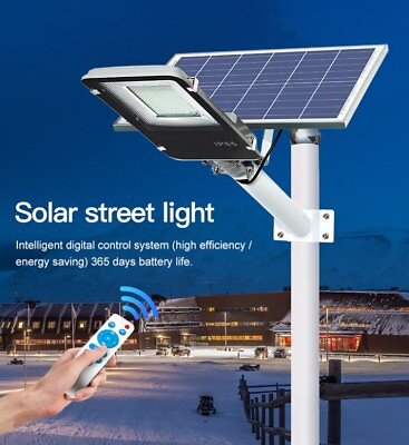 #ad 1000W LED Solar Street Lights Outdoor Dusk to Dawn Flood Light For Parking lot $128.88