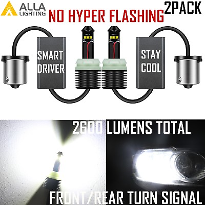 #ad Alla Lighting LED 1156 Turn Signal Blinker Light Bulb WhiteNO Hyper Flashing2x $34.98