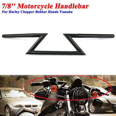 #ad Black Motorcycle 7 8quot; Handlebars Z Bar Drag Bars For Yamaha Suzuki Honda Harley $47.98