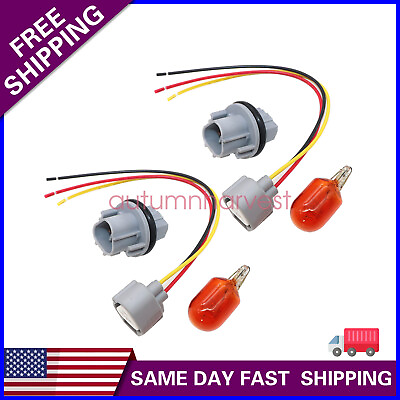 #ad 2PCS Headlight Turn Signal Bulb Socket Wire Harness for Nissan Toyota $15.49