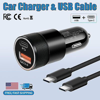 #ad #ad For Samsung Galaxy S21 S22 S23 S24 Fast Car Charger USB Type C to USB C Cable $15.99