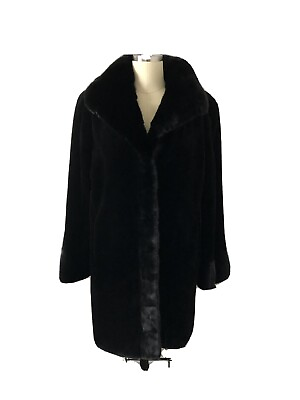 #ad black reversible sheared fur coat size 8 10 $8100.00