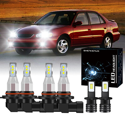 #ad For Toyota Corolla 2001 2002 2003 2004 Front 6pcs LED Headlight amp; Fog Bulb White $28.16