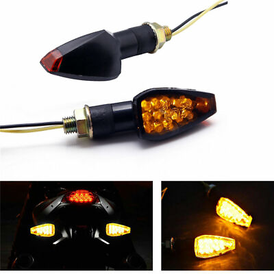 #ad Motorcycle Black 14 LED Turn Signal Indicators Blinker Amber light universal $8.99