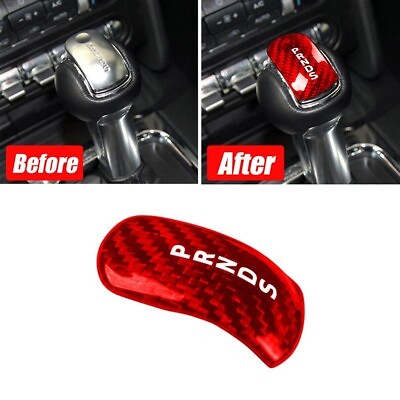 #ad For Ford Mustang 2015 19Red Carbon Fiber Car Gear Shift Head Knob Cover Trim $17.60