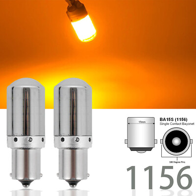 #ad Rear Signal Light 1156 BA15S 7506 3497 P21W 144 Amber LED Chrome M1 AW R $25.50