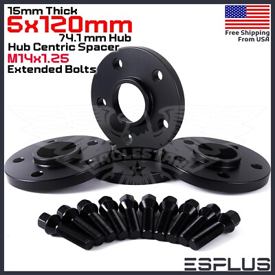 #ad 4 15mm BMW 5x120mm CB 74.1 Wheel Spacer Kit Extended Bolt Included Fit X5 X6 $99.49