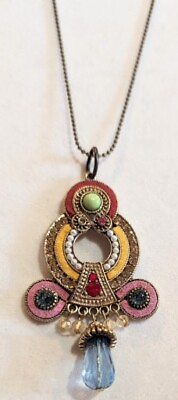 #ad BOHO Chic Gypsy Colorful Pendant Dangle Necklace Bohemian 18quot; READ $12.95