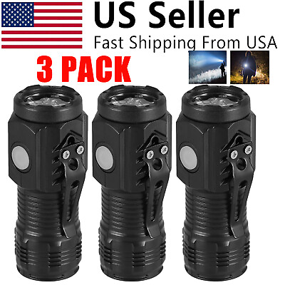 #ad 3X Tactical Flashlight Small LED Torch Light Mini Super Bright USB Rechargeable $11.23