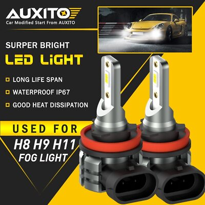 #ad #ad 2X AUXITO H8 H9 H11 H16 LED Fog Light Bulb 6000K 4000LM White High Power L3 EUO $18.04
