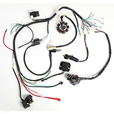 #ad Electric Wiring Harness Wire Loom CDI Stator Full Kit For ATV QUAD 150 200 250CC AU $89.47