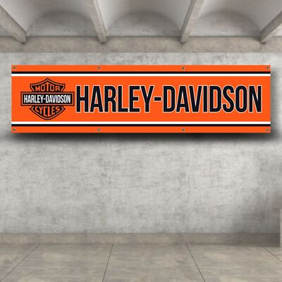 #ad Premium Flag Harley Davidson Motorcycle 2x8 ft Banner Vintage Garden Garage Sign $17.95