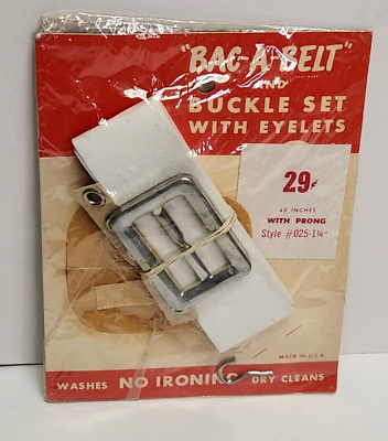 #ad Vintage Bac A Belt Buckle Set W Eyelets 40quot; W Prong Style 025 1 1 4quot; Sealed $9.99