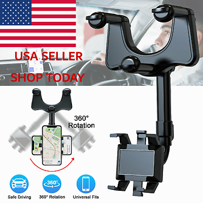 360° Car Phone Holder Rotatable And Retractable Rearview Mirror Mount Universal $7.19