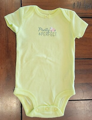 #ad Carter#x27;s Baby Girl Clothes Newborn Bright Yellow Pretty amp; Perfect Bodysuit $3.99
