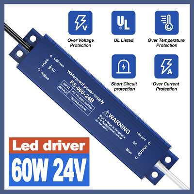 #ad Waterproof Transformer Power Supply Adapter LED Light Driver DC 12V 24V 60W $23.99