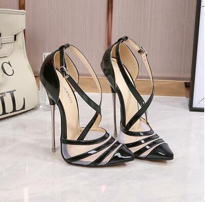 #ad 16cm Sexy High Heels Sandals Pointed Toe Cross Strap Pumps Club Shoes Stilettos $63.99