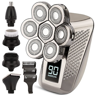 #ad 8D Head Shaver 5 in 1 Electric Bald Head Shaver Cordless IPX7 Waterproof Razor $24.99