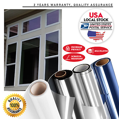 #ad Privacy Window Film Static Cling PVC One Way Mirror Tint Protect UV Reflective $11.99
