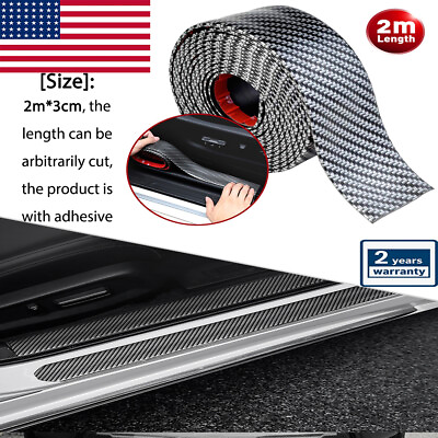 #ad Car Carbon Fiber Door Plate Bumper Sill Scuff Cover Anti Scratch Sticker 2M A $9.99