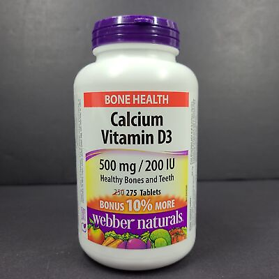 #ad 275 Ct Webber Naturals Calcium Vitamin D3 500mg 200 IU Bone Health 10 25 $24.99