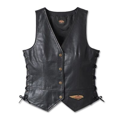 #ad Harley Davidson Women#x27;s 120th Anniversary Leather Vest Motorcycle Leather Vest $82.50