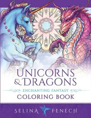 #ad Unicorns And Dragons Enchanting Fantasy Coloring Book $13.54