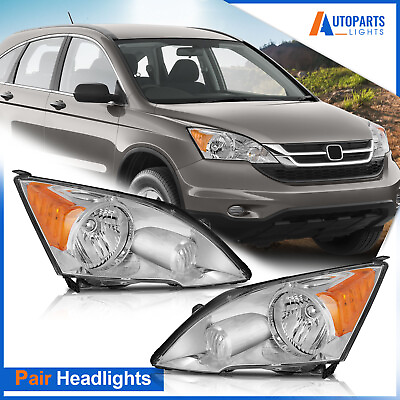 #ad Pair Headlights Assembly For 2007 2011 Honda CRV CR V Chrome HeadLamps LH RH $95.05