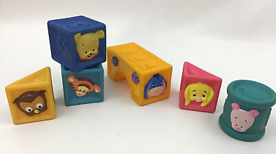 #ad Fisher Price Soft Blocks Disney Hundred Acre Friends Winnie the Pooh 6 Pc 2001 $21.95