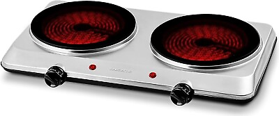 #ad OVENTE Countertop Infrared Double Burner1500W Electric Hot PlatePortable Stove $45.99