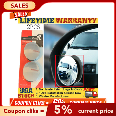 #ad 2*Blind Spot Mirrors Round HD Glass Convex 360° Side Rear View Mirror for Car $3.99