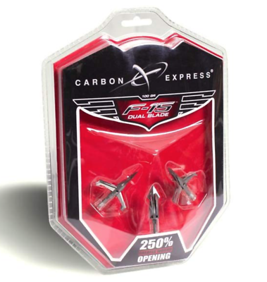 #ad Carbon Express F 15 Broadheads 100 Grain Dual Blade 250% Greater Wound Channel $19.97