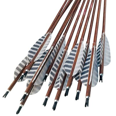 #ad 6pcArchery 32 Inch Pure Carbon Arrows Spine 300 900 4quot; Feather Wood Skin Arrows $86.11