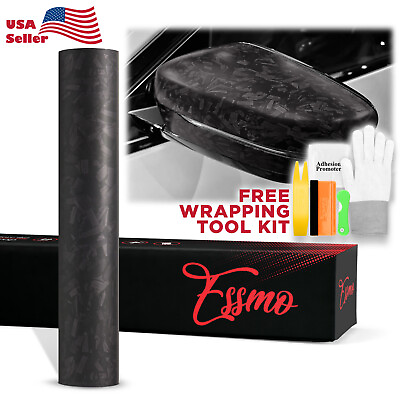 #ad ESSMO PET Marble Forged Matte Carbon Fiber Black Car Vehicle Vinyl Wrap Decal $402.50