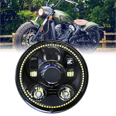 #ad 5 3 4inch LED Headlight with Halo DRL for Motorcycle Indian Scout 60 Bobber $77.99