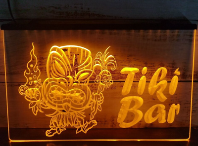 #ad Beach Tiki Bar Mask Open 3D LED Neon Light Sign For Bar Pub Cafe Wall Art Décor $23.89