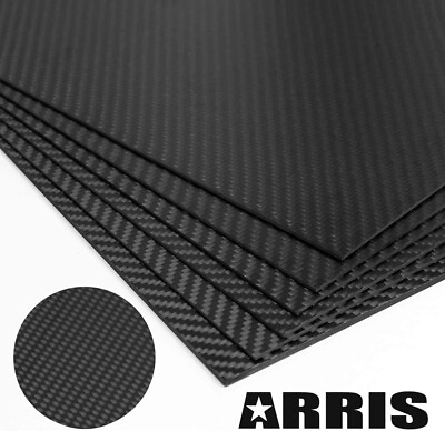 #ad 200x300x3mm Carbon Fiber Plate 3K Plate Plain Weave Panel Sheet Glossy Surface $37.98