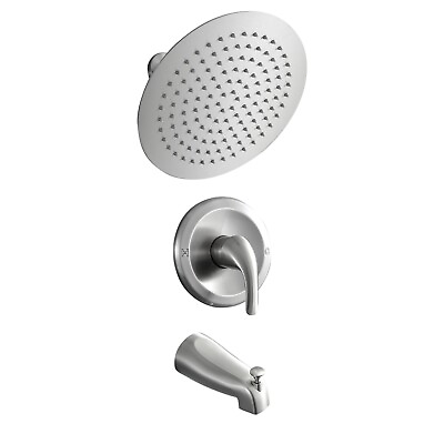 #ad 10in 2 Spray Wall Mount Round Rain Shower head and Tub Faucet with Valve $50.00