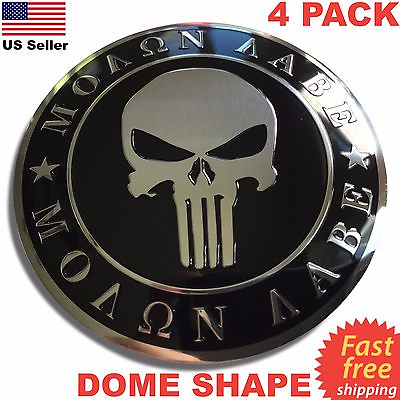 #ad 4 Pack ALUMINUM Molon Labe Dome Shape Emblem 2nd Amendment Decal Sticker NRA $11.80