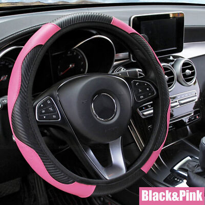 #ad Pink Carbon Fiber Leather Vehicle Car Steering Wheel Cover Interior Accessories AU $12.95